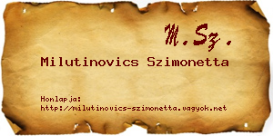 Milutinovics Szimonetta névjegykártya